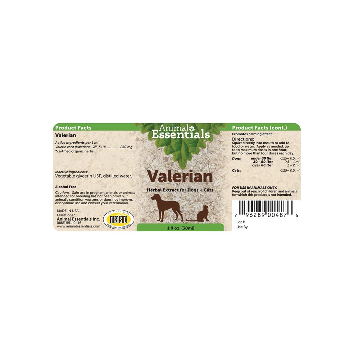 Animal Essentials Valerian Calming Herbal Extract Liquid For Dogs & Cats - Image 2