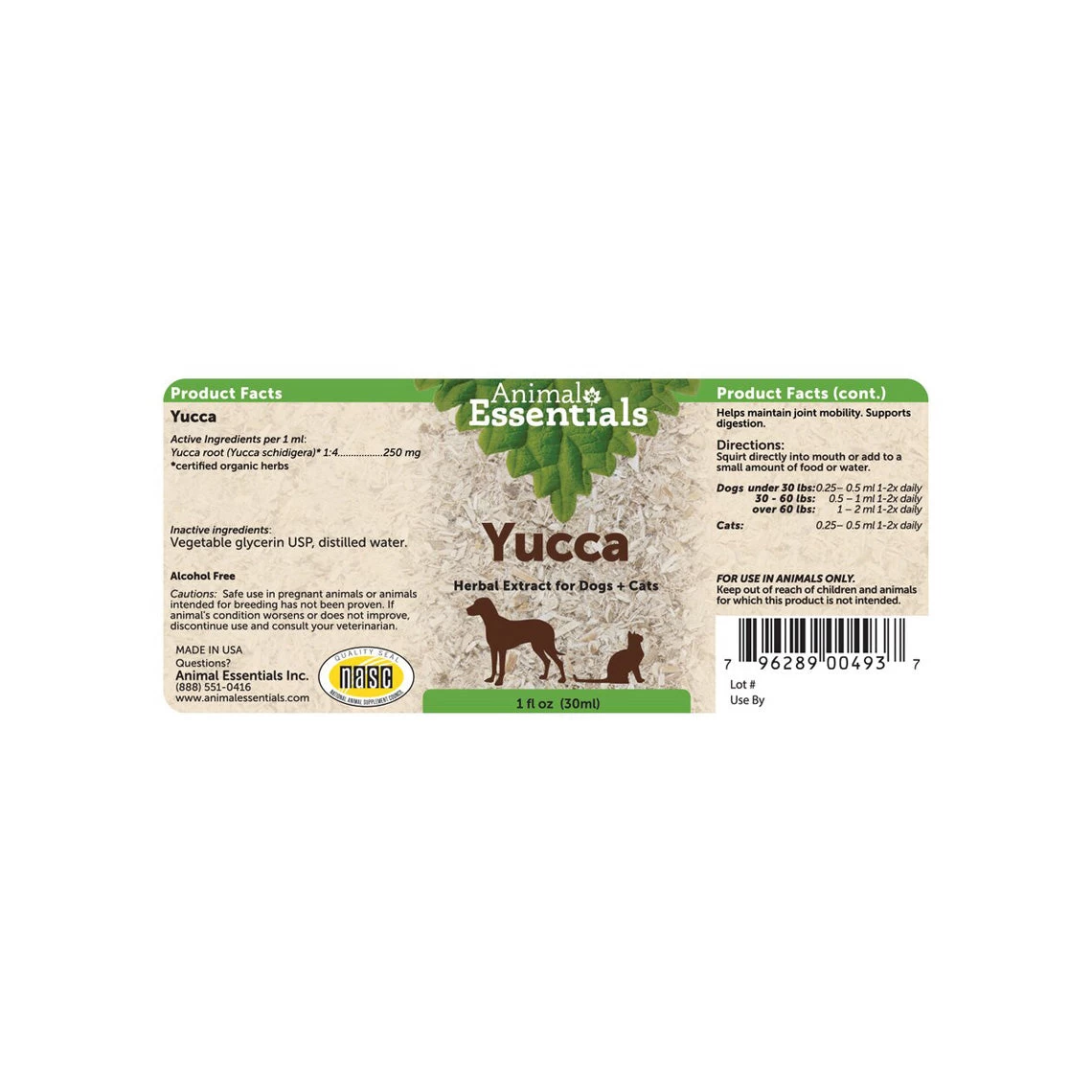 Animal Essentials Yucca Joint & Digestion Herbal Extract Liquid For Dogs & Cats - Image 2
