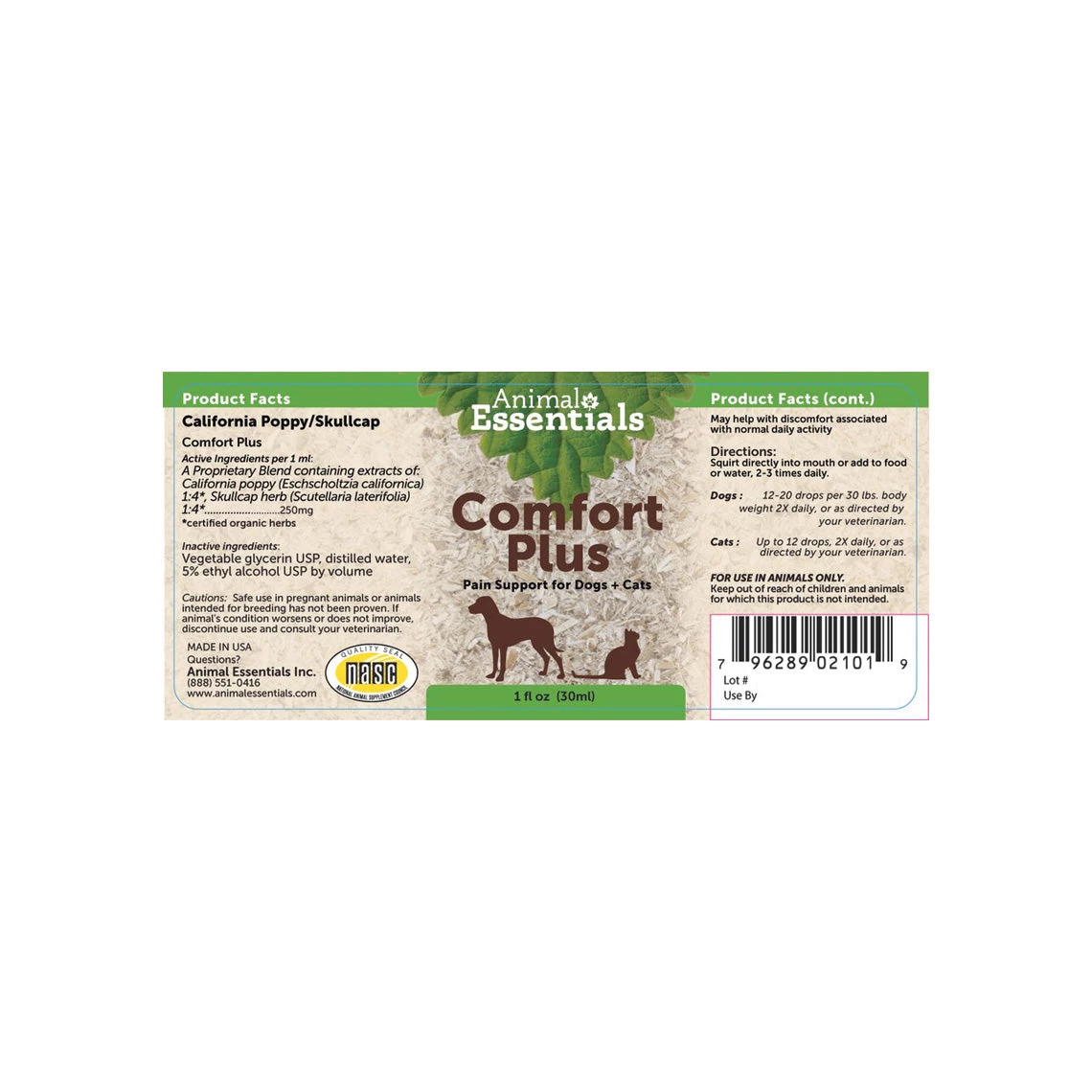 Animal Essentials Comfort Plus Liquid Herbal Formula For Dogs & Cats - Image 2
