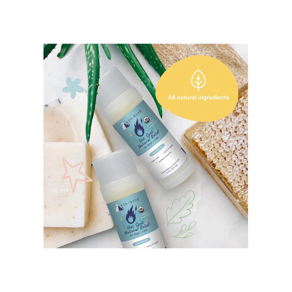 Kin + Kind Organic Hot Spot Relief Stick For Dogs & Cats - Image 4