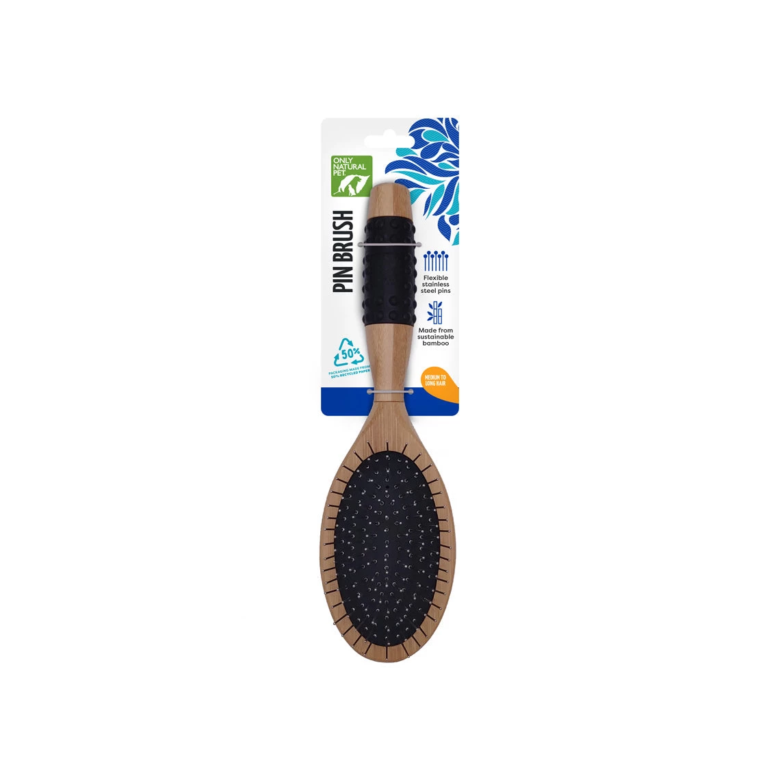 Only Natural Pet Pin Brush With Bamboo Handle For Dogs