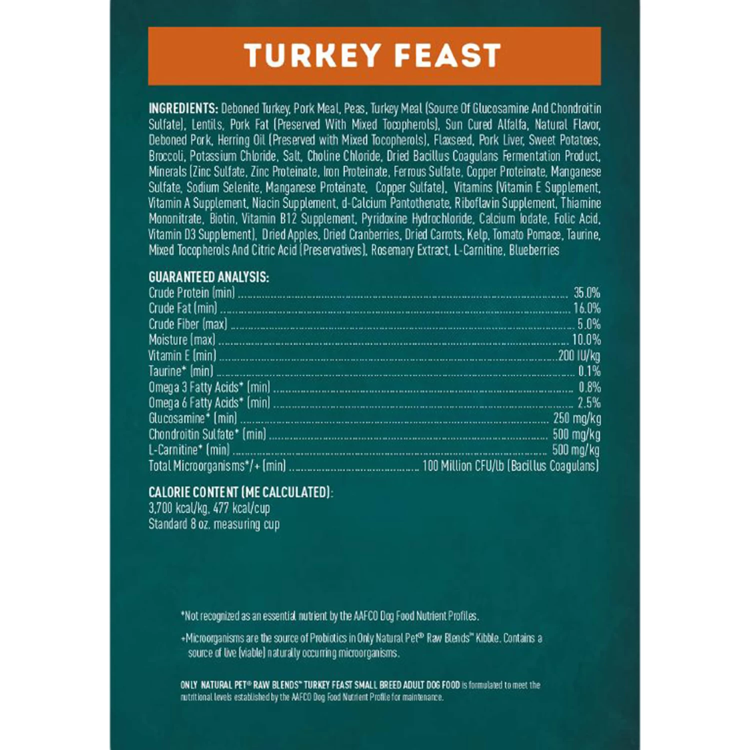 Only Natural Pet Raw Blends Turkey Feast Grain Free Small Breed Dog Food - Image 3